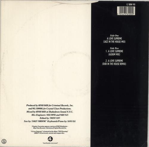 Will Downing A Love Supreme 12" vinyl single (12 inch record / Maxi-single) UK WLL12AL195886