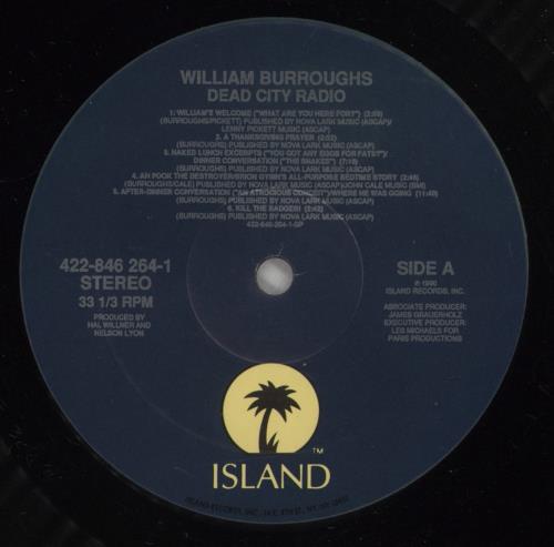 William S. Burroughs Dead City Radio vinyl LP album (LP record) US WBULPDE112800