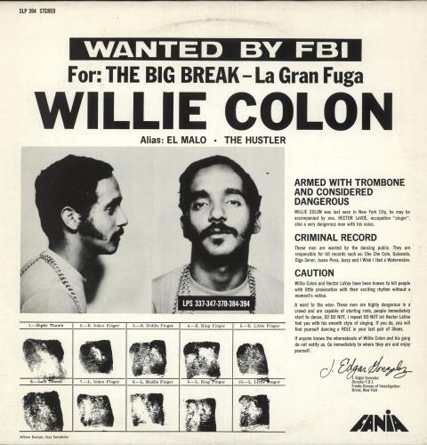 Willie Colon Wanted By FBI / The Big Break - La Gran Fuga vinyl LP album (LP record) French WC1LPWA747682