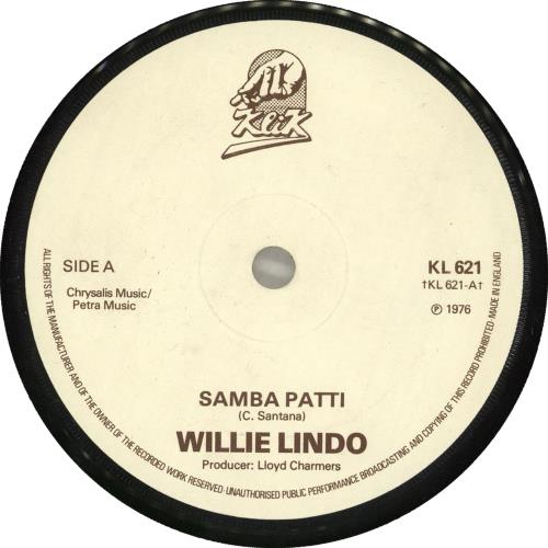 Willie Lindo Samba Patti 7" vinyl single (7 inch record / 45) UK YXL07SA714390