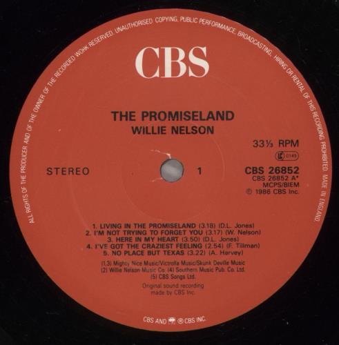 Willie Nelson The Promiseland vinyl LP album (LP record) UK WNLLPTH437623