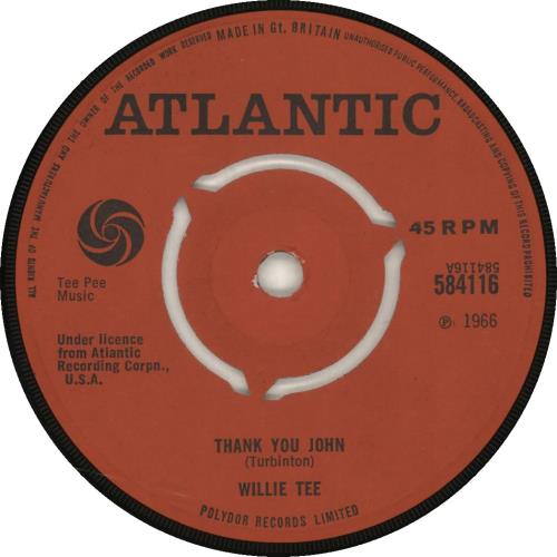 Willie Tee Thank You John - 1st 7" vinyl single (7 inch record / 45) UK W2P07TH694576