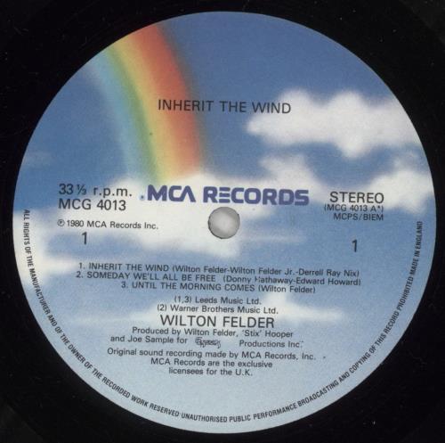 Wilton Felder Inherit The Wind vinyl LP album (LP record) UK WJLLPIN509609