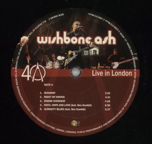 Wishbone Ash Live In London vinyl LP album (LP record) German WSHLPLI867516