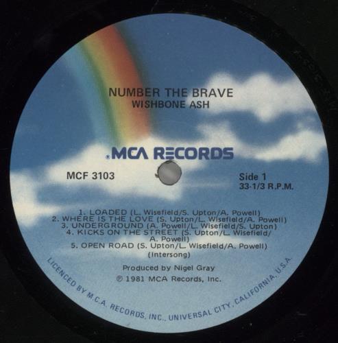 Wishbone Ash Number The Brave vinyl LP album (LP record) Australian WSHLPNU879664