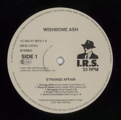 Wishbone Ash Strange Affair vinyl LP album (LP record) German WSHLPST867523
