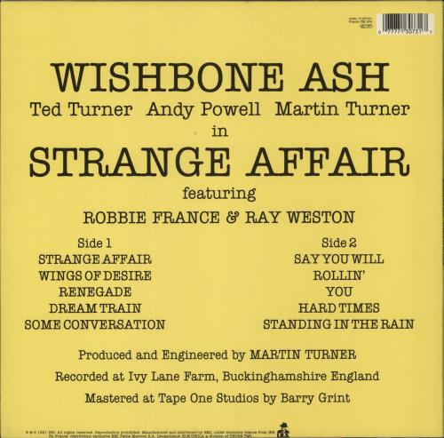 Wishbone Ash Strange Affair vinyl LP album (LP record) German WSHLPST867523