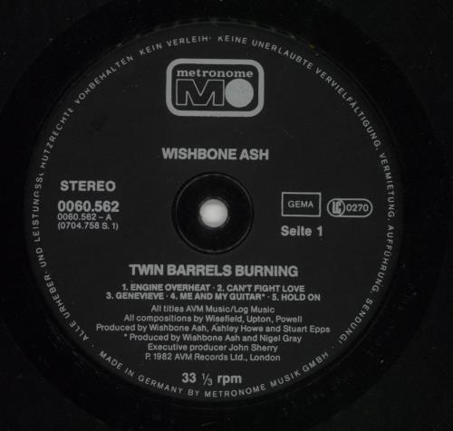 Wishbone Ash Twin Barrels Burning vinyl LP album (LP record) German WSHLPTW867478