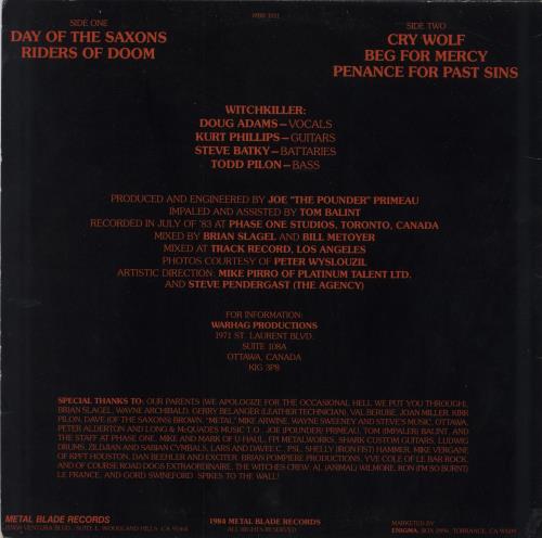 WitchKiller Day Of The Saxons vinyl LP album (LP record) US 5MYLPDA799208