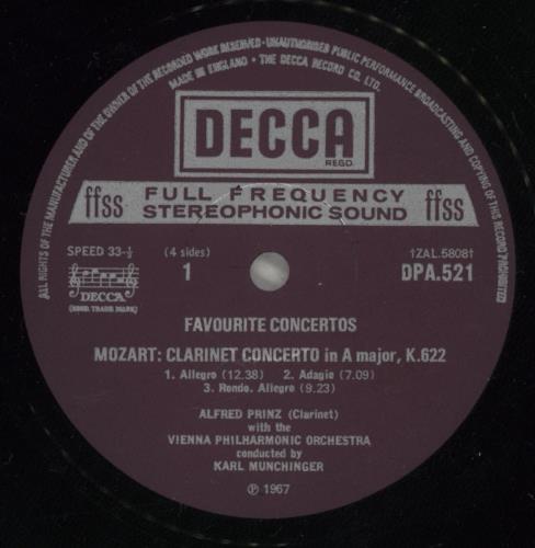 Wolfgang Amadeus Mozart Favourite Concertos 2-LP vinyl record set (Double LP Album) UK WZM2LFA878919