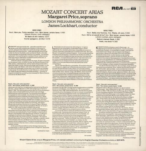 Wolfgang Amadeus Mozart Mozart Concert Arias vinyl LP album (LP record) UK WZMLPMO742863