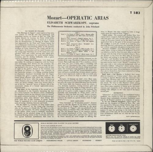Wolfgang Amadeus Mozart Mozart Operatic Arias vinyl LP album (LP record) UK WZMLPMO856429