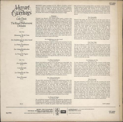 Wolfgang Amadeus Mozart Mozart Overtures vinyl LP album (LP record) UK WZMLPMO766952