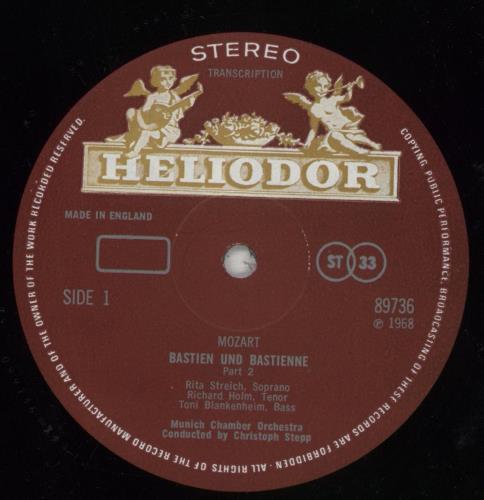 Wolfgang Amadeus Mozart Mozart: Bastien And Bastienne vinyl LP album (LP record) UK WZMLPMO856415
