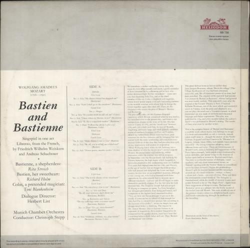 Wolfgang Amadeus Mozart Mozart: Bastien And Bastienne vinyl LP album (LP record) UK WZMLPMO856415