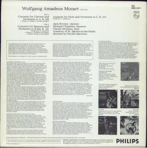 Wolfgang Amadeus Mozart Mozart: Clarinet Concerto / Bassoon Concerto / Andante For Flute vinyl LP album (LP record) Dutch WZMLPMO814271