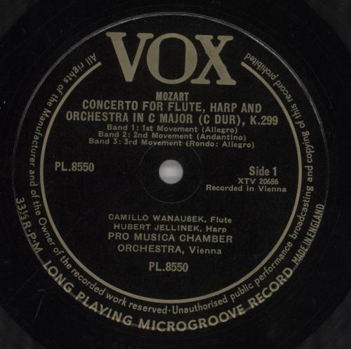 Wolfgang Amadeus Mozart Mozart: Concerto For Flute And Harp In C Major K.299 vinyl LP album (LP record) UK WZMLPMO862308