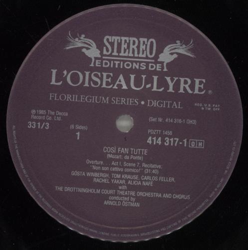 Wolfgang Amadeus Mozart Mozart: Cos� Fan Tutte Vinyl Box Set Dutch WZMVXMO888374
