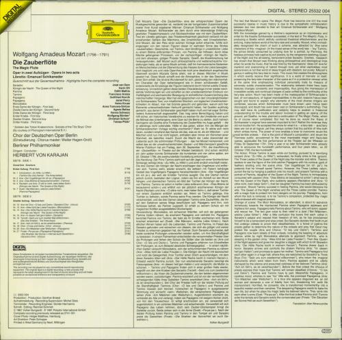 Wolfgang Amadeus Mozart Mozart: Die Zauberfl�te = The Magic Flute = La Fl�te Enchant�e (Querschnitt = Highlights) vinyl LP album (LP record) German WZMLPMO830575