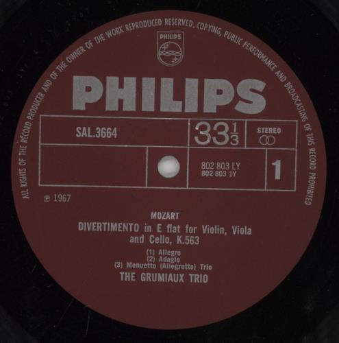 Wolfgang Amadeus Mozart Mozart: Divertimento In E Flat Major, K 563 For Violin, Viola And Cello vinyl LP album (LP record) UK WZMLPMO862239