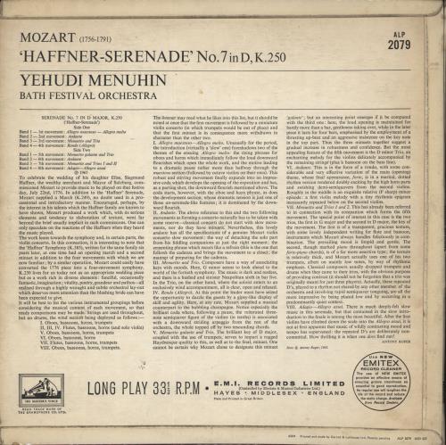 Wolfgang Amadeus Mozart Mozart: Haffner Serenade vinyl LP album (LP record) UK WZMLPMO888501
