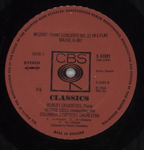 Wolfgang Amadeus Mozart Mozart: Piano Concertos Nos. 22 And 23 vinyl LP album (LP record) UK WZMLPMO858474