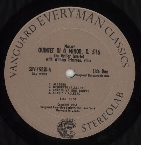 Wolfgang Amadeus Mozart Mozart: Quintets K. 516 And K. 515 vinyl LP album (LP record) US WZMLPMO854520