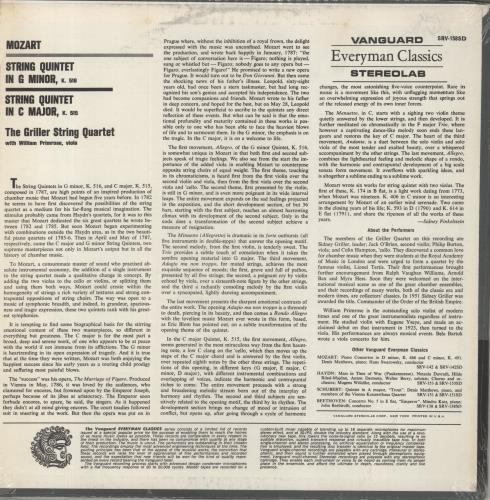 Wolfgang Amadeus Mozart Mozart: Quintets K. 516 And K. 515 vinyl LP album (LP record) US WZMLPMO854520