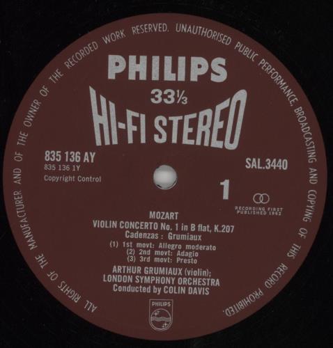 Wolfgang Amadeus Mozart Mozart: Violin Concertos In B Flat Major K. 207 And D Major K. 218 vinyl LP album (LP record) UK WZMLPMO862317