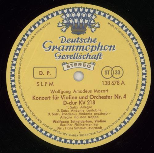 Wolfgang Amadeus Mozart Mozart: Violinkonzerte D-dur KV 218 Und A-dur KV 219 vinyl LP album (LP record) German WZMLPMO860501