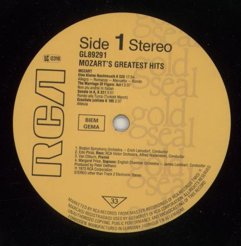 Wolfgang Amadeus Mozart Mozart's Greatest Hits vinyl LP album (LP record) UK WZMLPMO870189