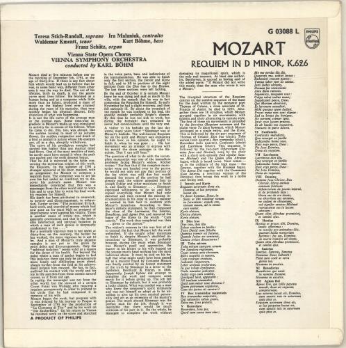 Wolfgang Amadeus Mozart Requiem In D Minor, K.626 vinyl LP album (LP record) UK WZMLPRE700145