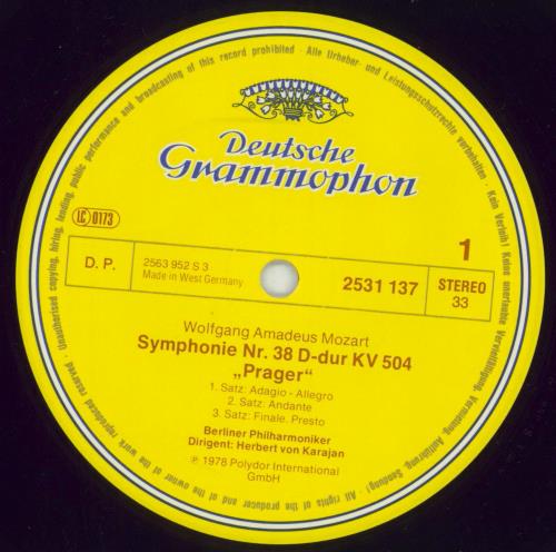 Wolfgang Amadeus Mozart Symphonien No. 38 'Prager' & No. 39 vinyl LP album (LP record) German WZMLPSY532105