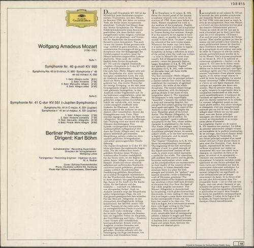 Wolfgang Amadeus Mozart Symphonien Nr. 40 G-moll & Nr. 41 'Jupiter' vinyl LP album (LP record) German WZMLPSY877313