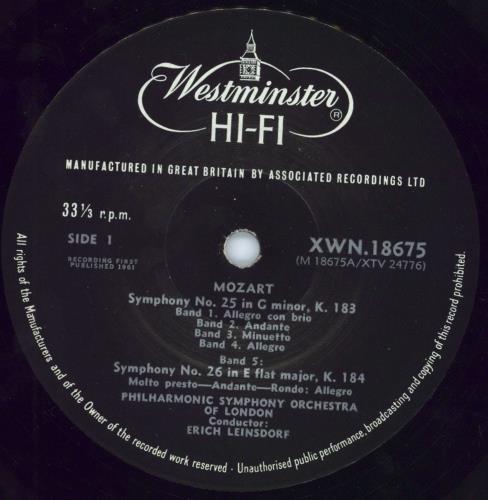 Wolfgang Amadeus Mozart Symphonies Nos. 25, 26, 27 & 28 vinyl LP album (LP record) UK WZMLPSY783939