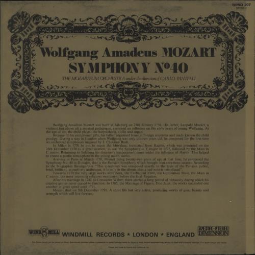 Wolfgang Amadeus Mozart Symphony No. 40 vinyl LP album (LP record) UK WZMLPSY724356
