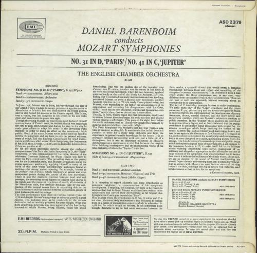 Wolfgang Amadeus Mozart Symphony Nos. 31 & 41 vinyl LP album (LP record) UK WZMLPSY774292