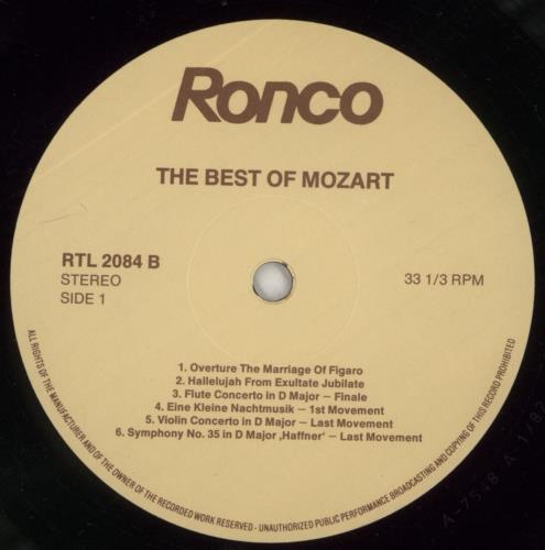 Wolfgang Amadeus Mozart The Best Of Mozart vinyl LP album (LP record) UK WZMLPTH678711