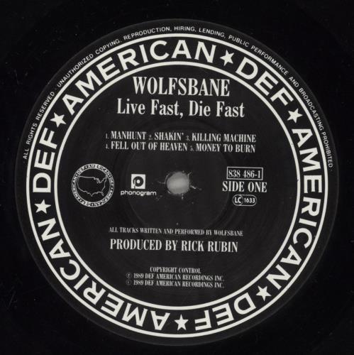 Wolfsbane Live Fast, Die Fast vinyl LP album (LP record) UK WOLLPLI573103