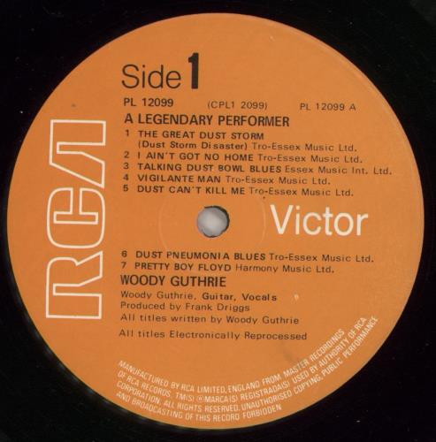 Woody Guthrie A Legendary Performer vinyl LP album (LP record) UK WDGLPAL444927