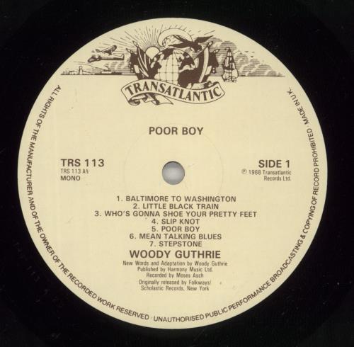 Woody Guthrie Poor Boy vinyl LP album (LP record) UK WDGLPPO449553