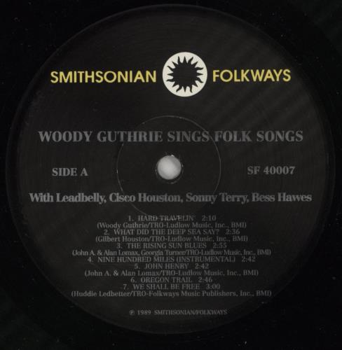 Woody Guthrie Sings Folk Songs vinyl LP album (LP record) US WDGLPSI871935