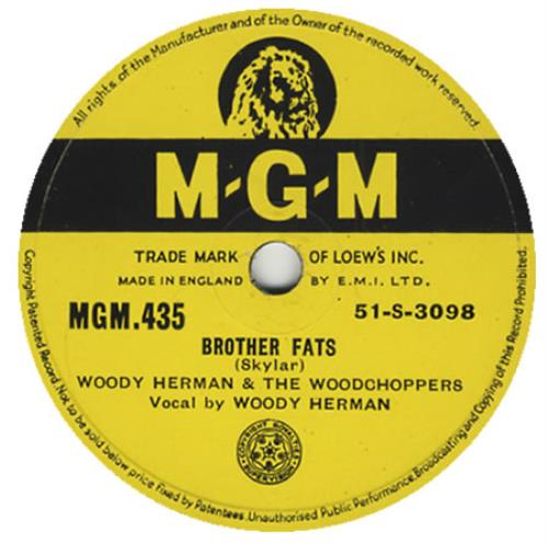 Woody Herman Brother Fats 78rpm shellac record UK WHM78BR394448