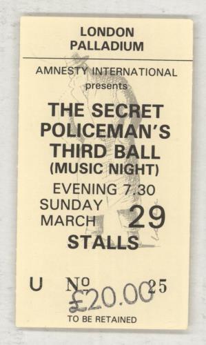 World Party Amnesty International's Secret Policeman's Ball Programme tour programme UK W-PTRAM870349