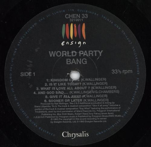 World Party Bang! vinyl LP album (LP record) UK W-PLPBA656951