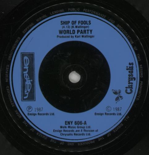 World Party Ship Of Fools - Blue Injection 7" vinyl single (7 inch record / 45) UK W-P07SH66869