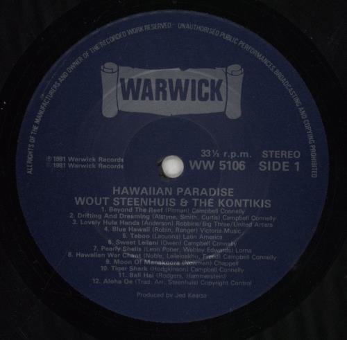Wout Steenhuis Hawaiian Paradise vinyl LP album (LP record) UK WSELPHA641756