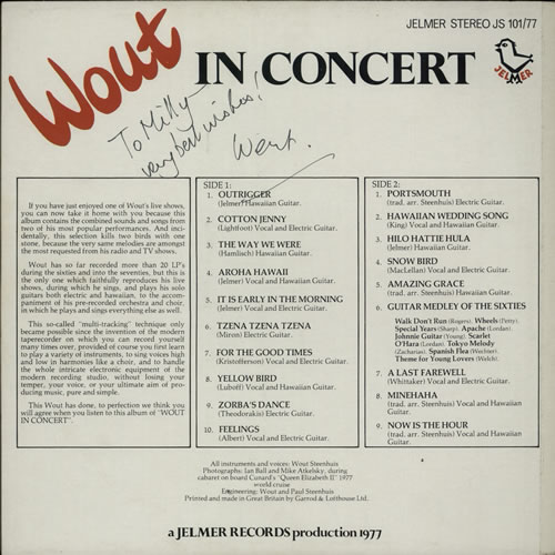 Wout Steenhuis Wout In Concert vinyl LP album (LP record) UK WSELPWO614378