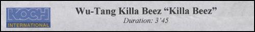 Wu-Tang Clan Killa Beez video (VHS or PAL or NTSC) UK WUTVIKI246208