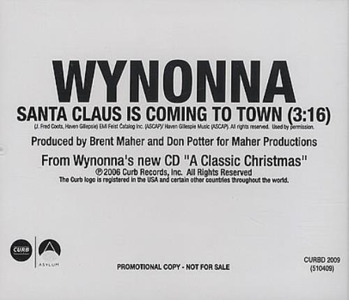 Wynonna Judd Santa Claus Is Coming To Town CD single (CD5 / 5") US WNJC5SA386369